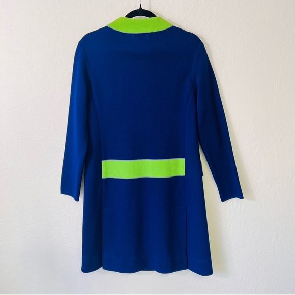 2 Piece 1960s Vintage Dimonelli Blue Green Sleeveless Dress + Matching Coat 10 - Picture 5 of 12